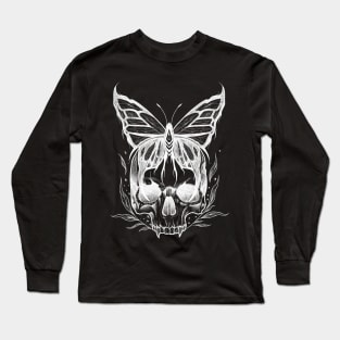 Skull and Butterfly (white version) Long Sleeve T-Shirt